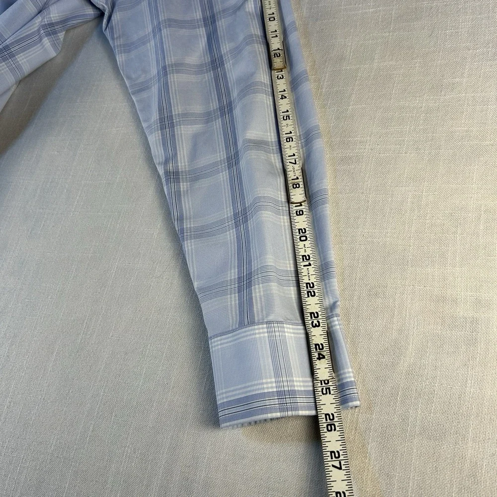 Banana Republic Non-Iron Slim‎ Fit Large Blue Plaid Long Sleeve  Button Up Shirt